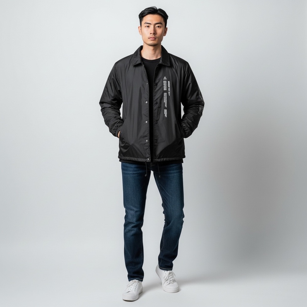 Honor The Gift Black Coach Jacket Graphic Print‎ Nylon Windbreaker Medium
